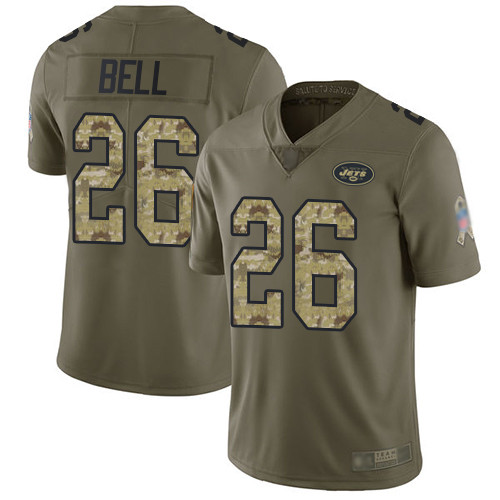 Jets #26 Le'Veon Bell Olive Camo Youth Stitched Football Limited 2017 Salute to Service Jersey