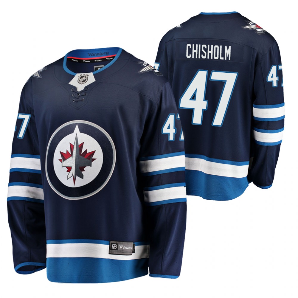 Jets Declan Chisholm Jersey Home Navy Breakaway Player Men's