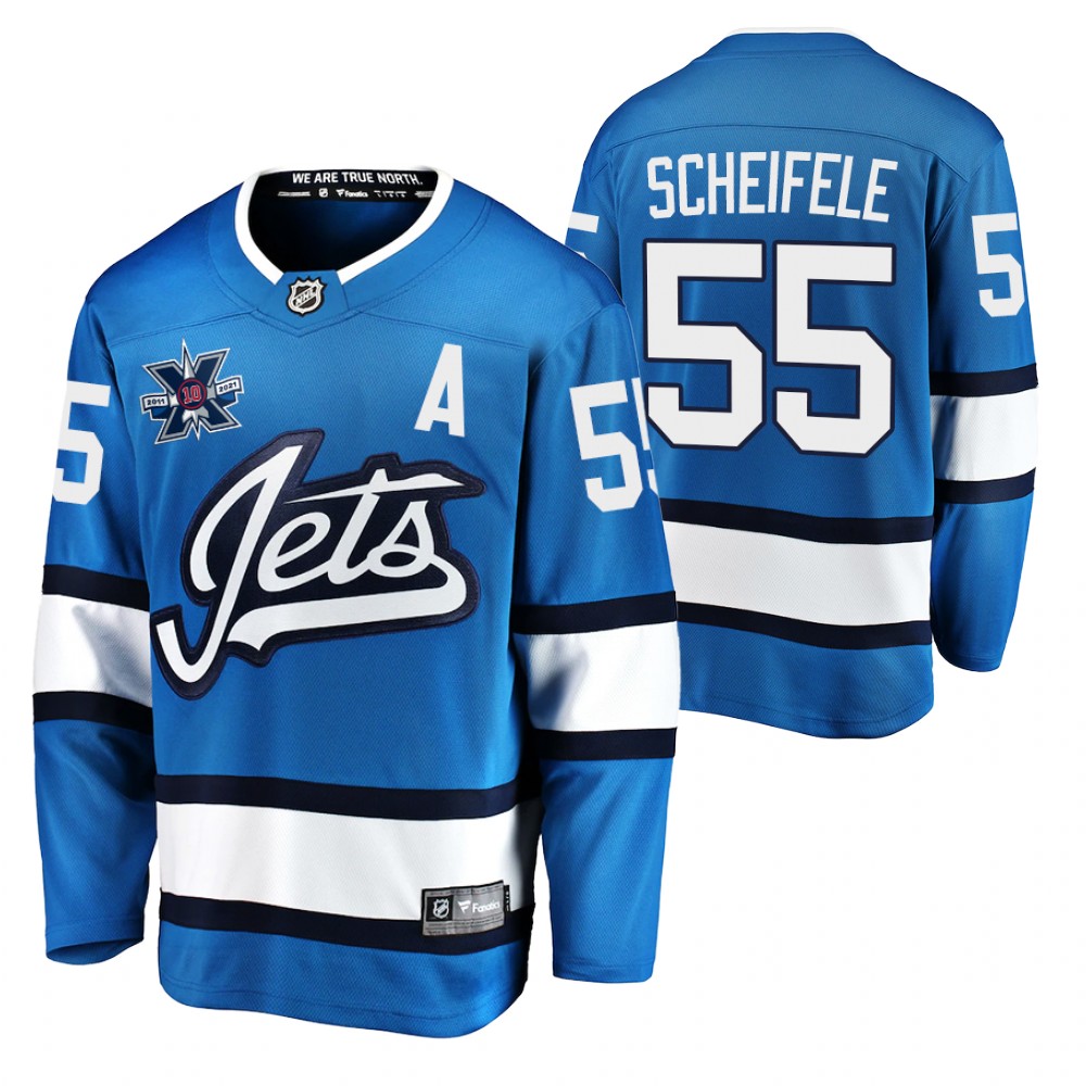 Jets Mark Scheifele Jersey 10th Anniversary Blue Honor Hawerchuk Alternate Men