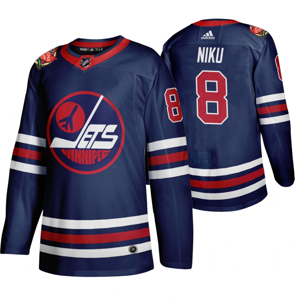 Jets Sami Niku Navy 2019 Heritage Classic WHA Jersey