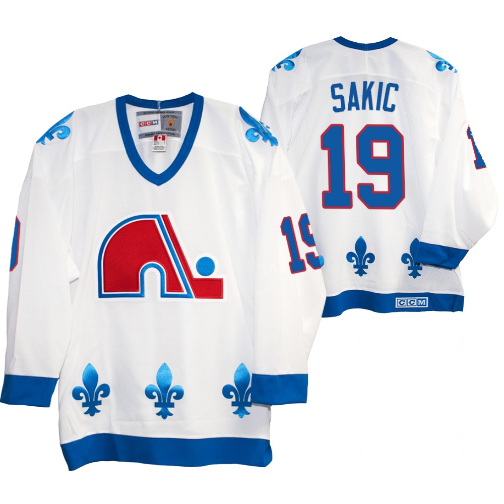 Joe Sakic Quebec Nordiques Heritage Vintage Replica Jersey White