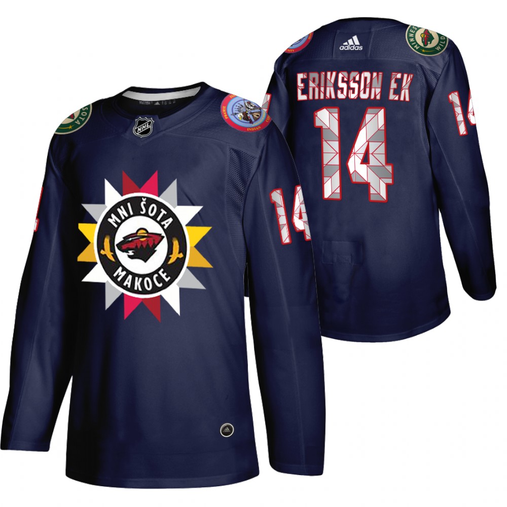 Joel Eriksson Ek Jersey Minnesota Wild Native American Heritage Day Navy 2021-22 Men