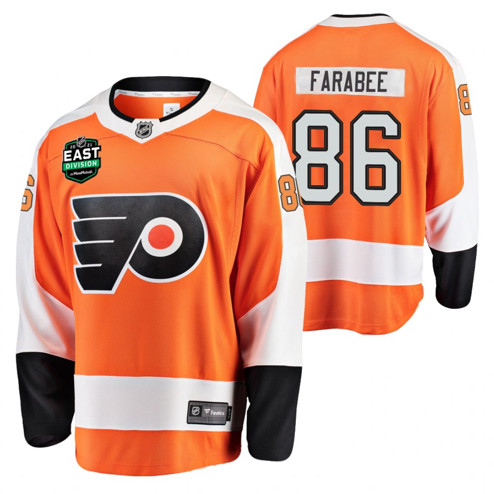 Joel Farabee Flyers 2021 East Division Patch Jersey Orange Home