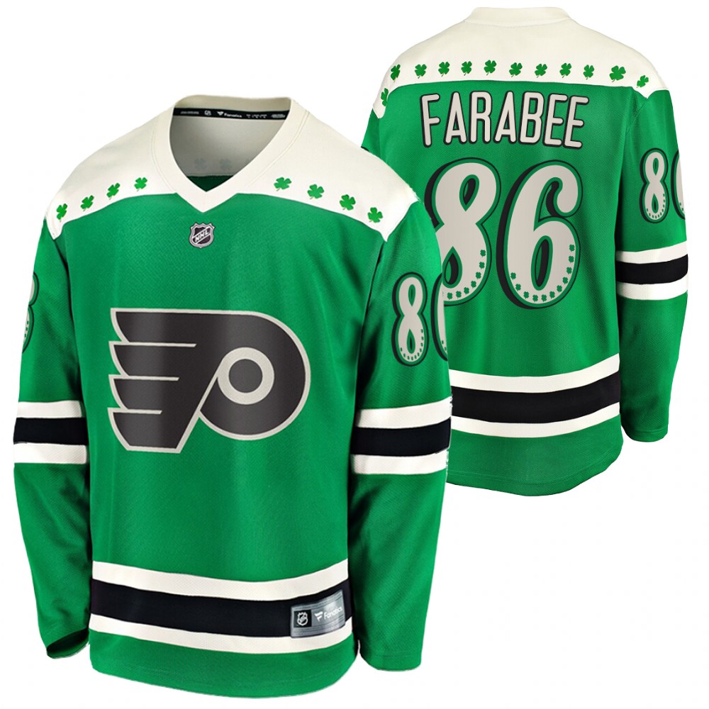 Joel Farabee Flyers 2021 St Patricks Day Green #86 Jersey
