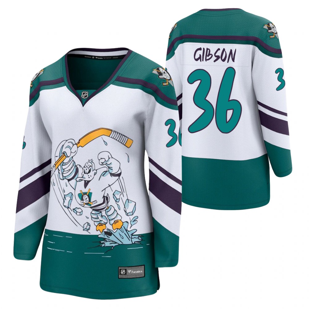 John Gibson Anaheim Ducks Reverse Retro White Women Jersey