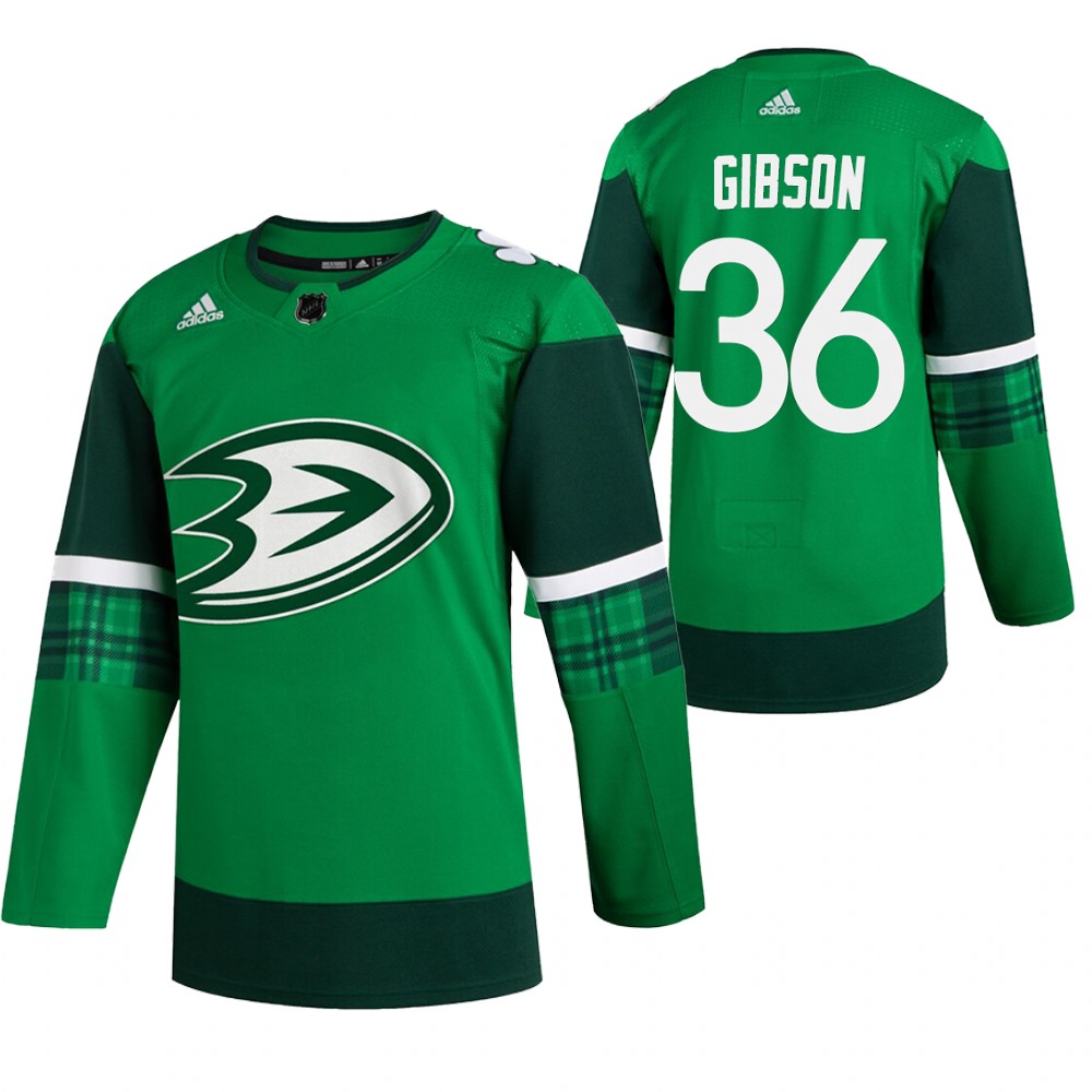 John Gibson St. Patricks Day Ducks Green #36 Jersey