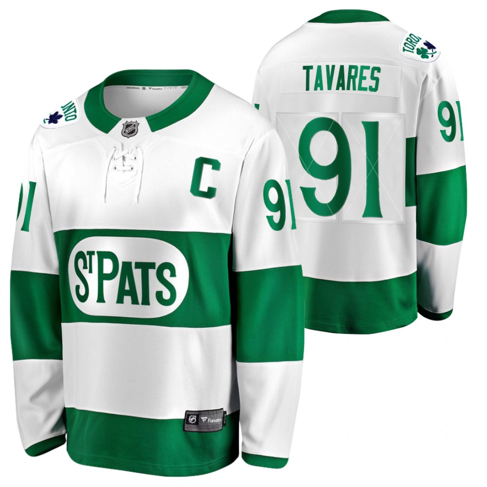 John Tavares Maple Leafs 2021 St. Pats Green #91 Jersey
