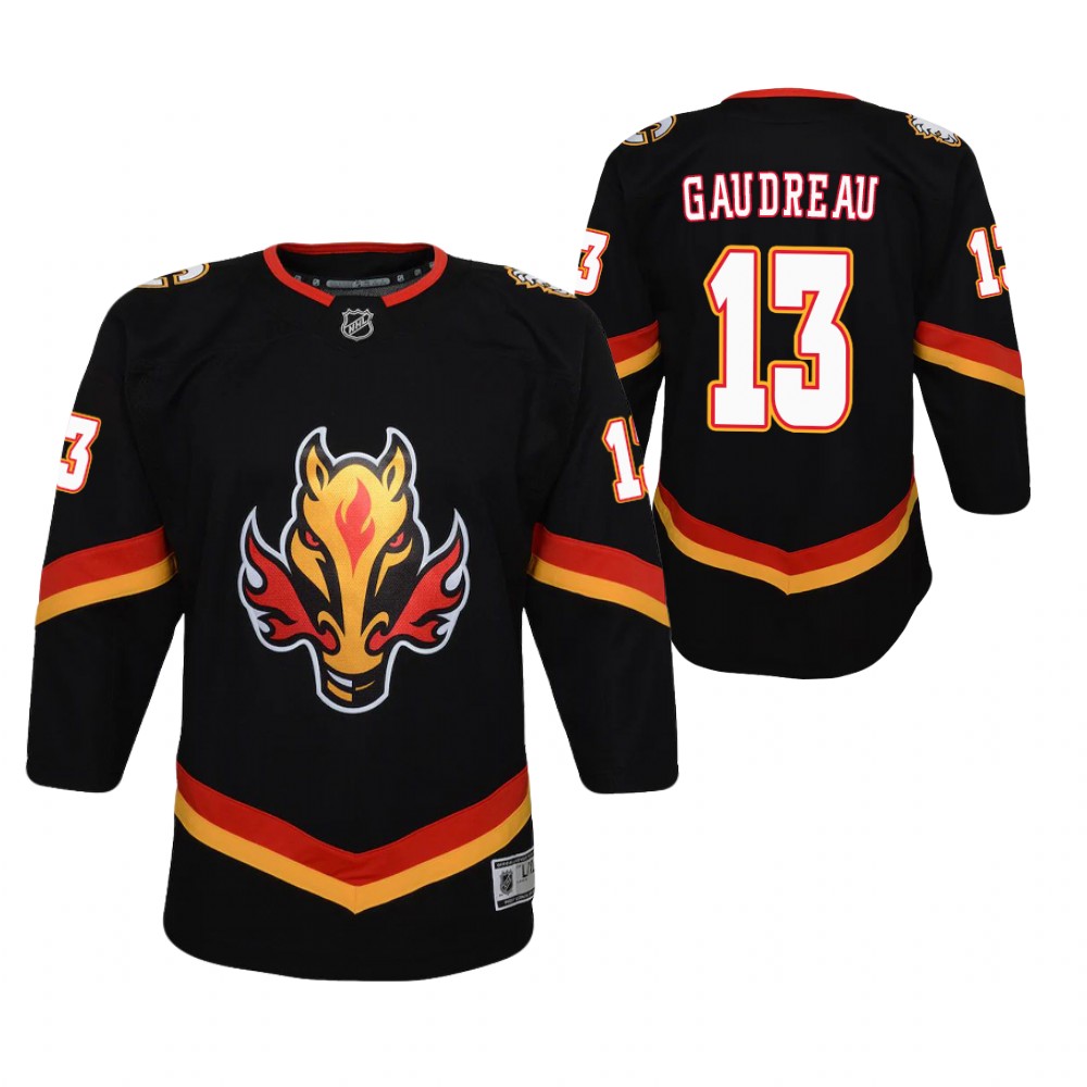 Johnny Gaudreau Calgary Flames 2021 Reverse Retro Black Youth Jersey Replica