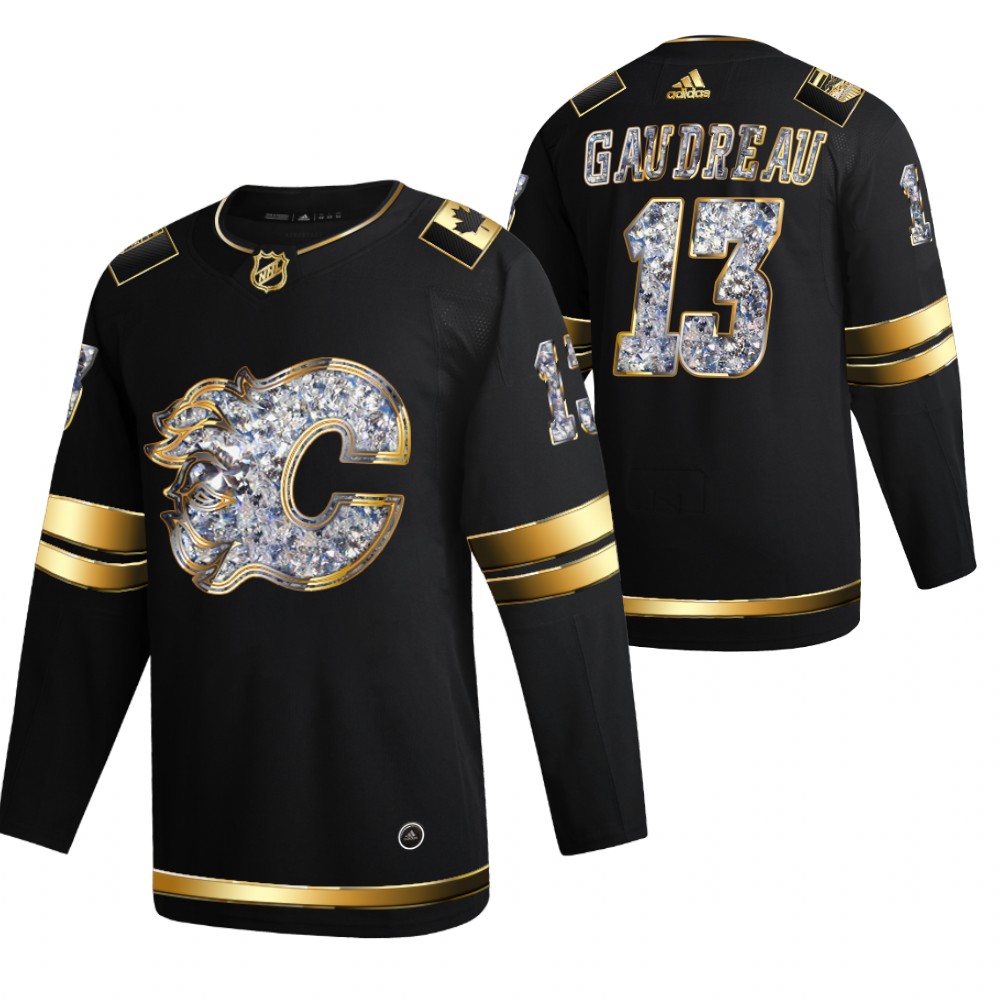 Johnny Gaudreau Flames 2022 Stanley Cup Playoffs Black Diamond Edition Authentic Jersey