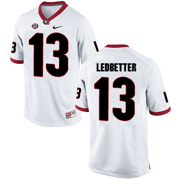 Jonathan Ledbetter Georgia Bulldogs Men's Jersey - #13 NCAA White Limited Away