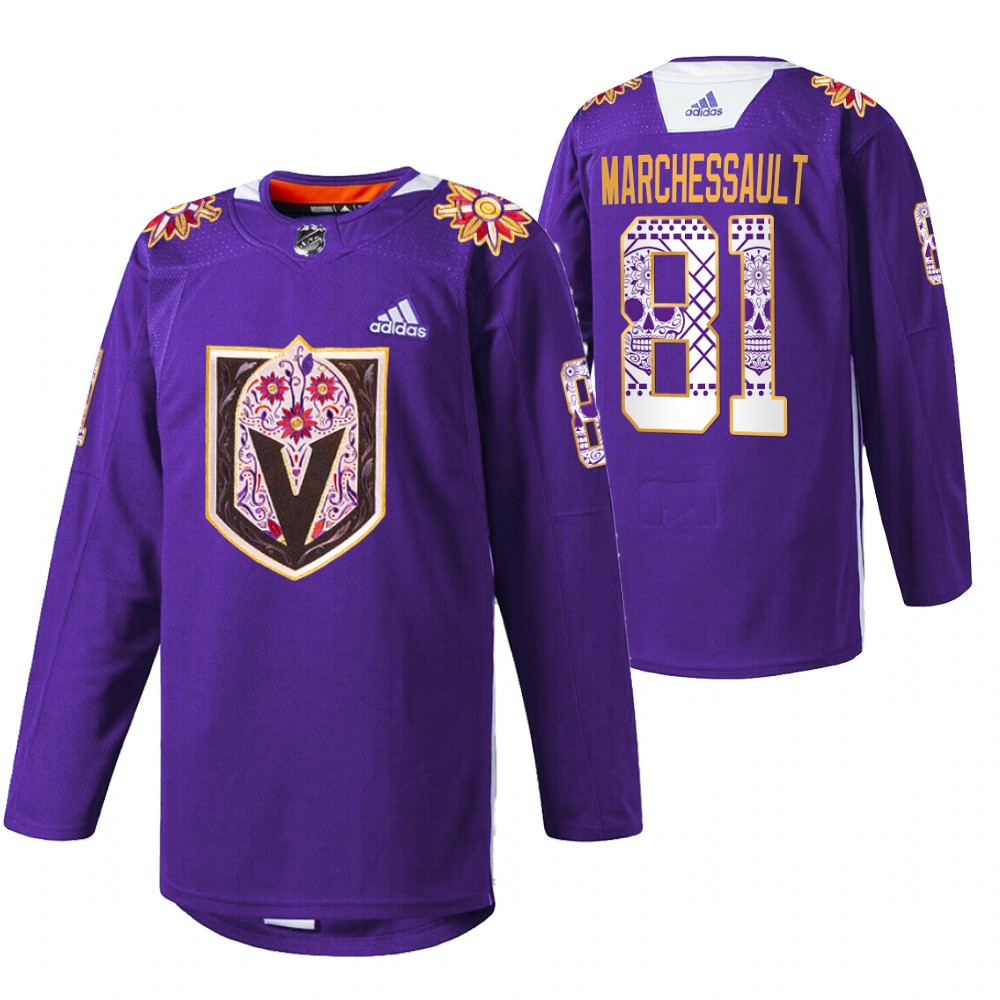 Jonathan Marchessault Jersey Vegas Golden Knights Hispanic Heritage 2021 Purple Warmup