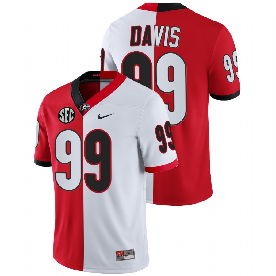 Jordan Davis Georgia Bulldogs Red White Split Edition College Football Jersey