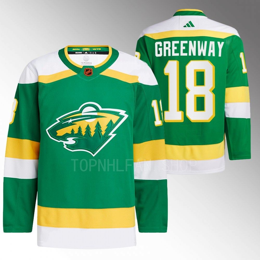 Jordan Greenway Minnesota Wild Reverse Retro 2.0 Authentic Pro Green 2022 Jersey