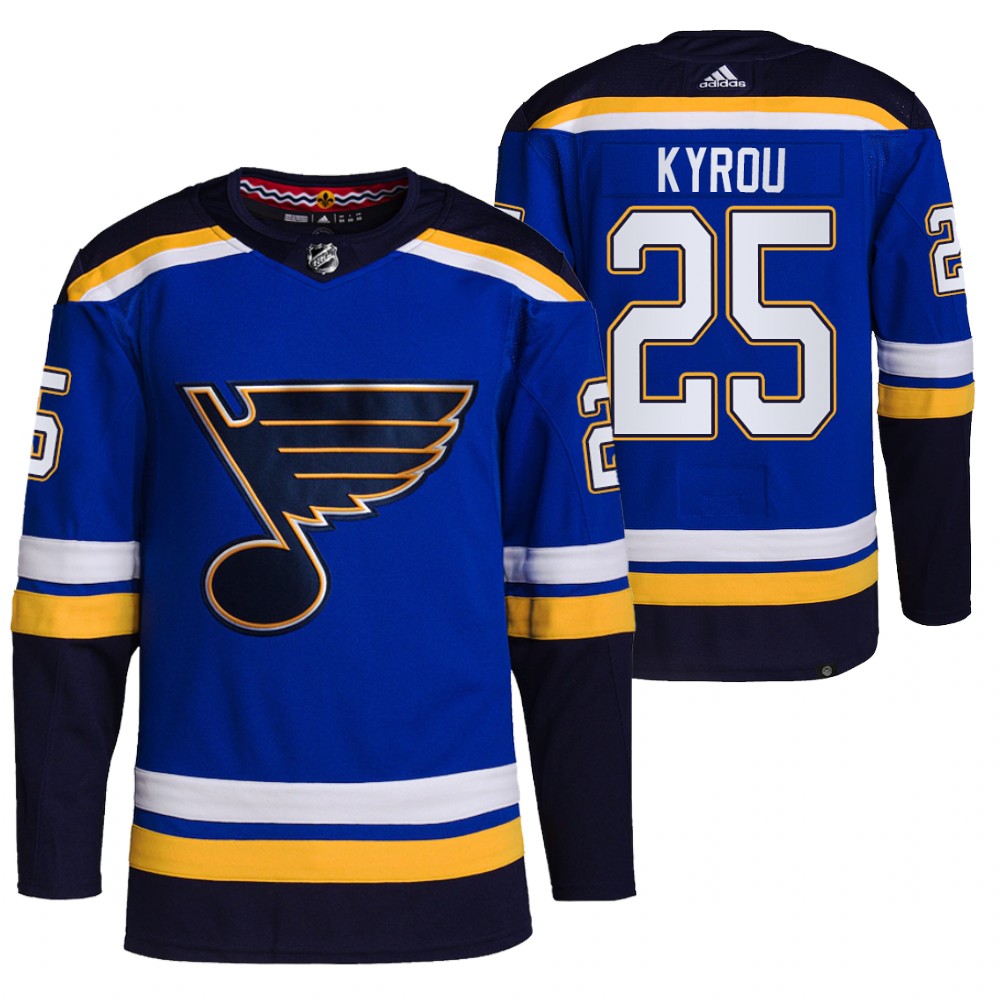 Jordan Kyrou 2021-22 St. Louis Blues Blue Home Primegreen Authentic Pro Jersey