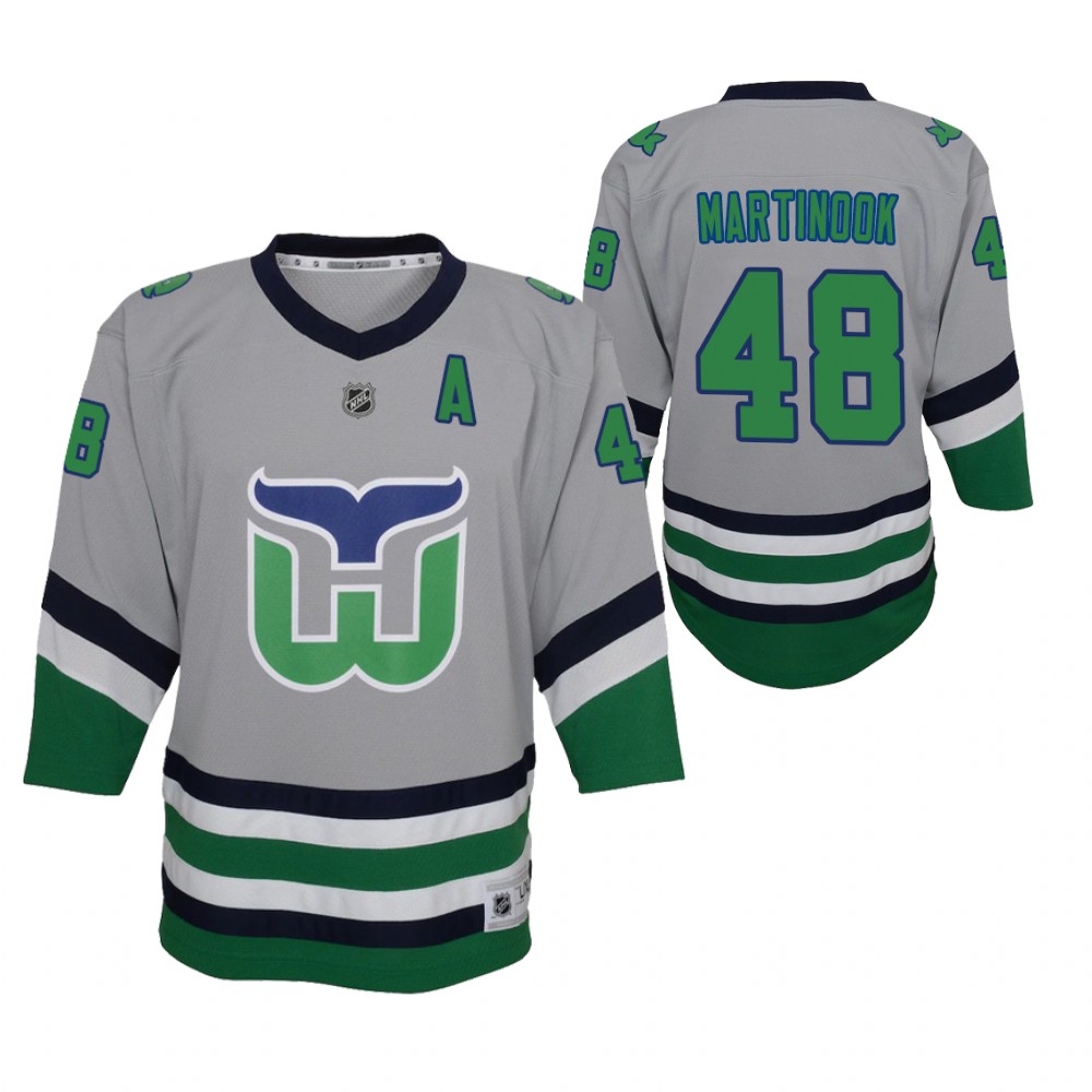 Jordan Martinook Carolina Hurricanes 2021 Reverse Retro Green Youth Jersey Replica