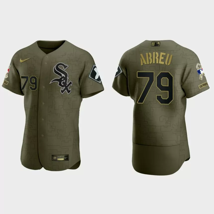 Jose Abreu Chicago White Sox 2021 Salute to Service Digital Camo Jersey – Green