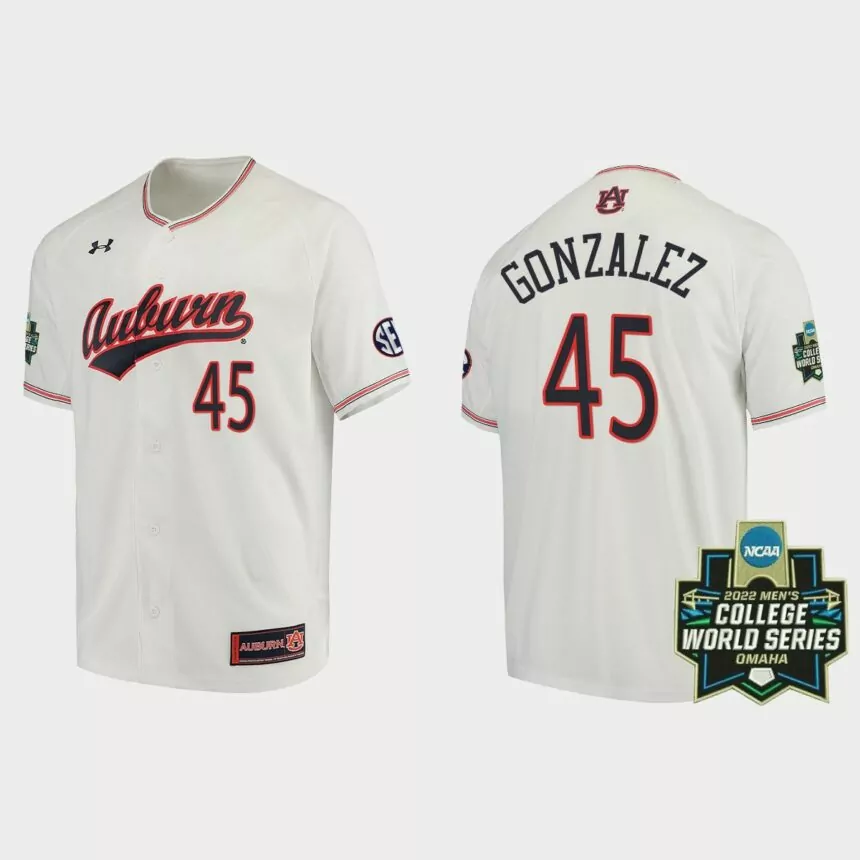 Joseph Gonzalez Auburn Tigers 2022 World Series Baseball Jersey – White
