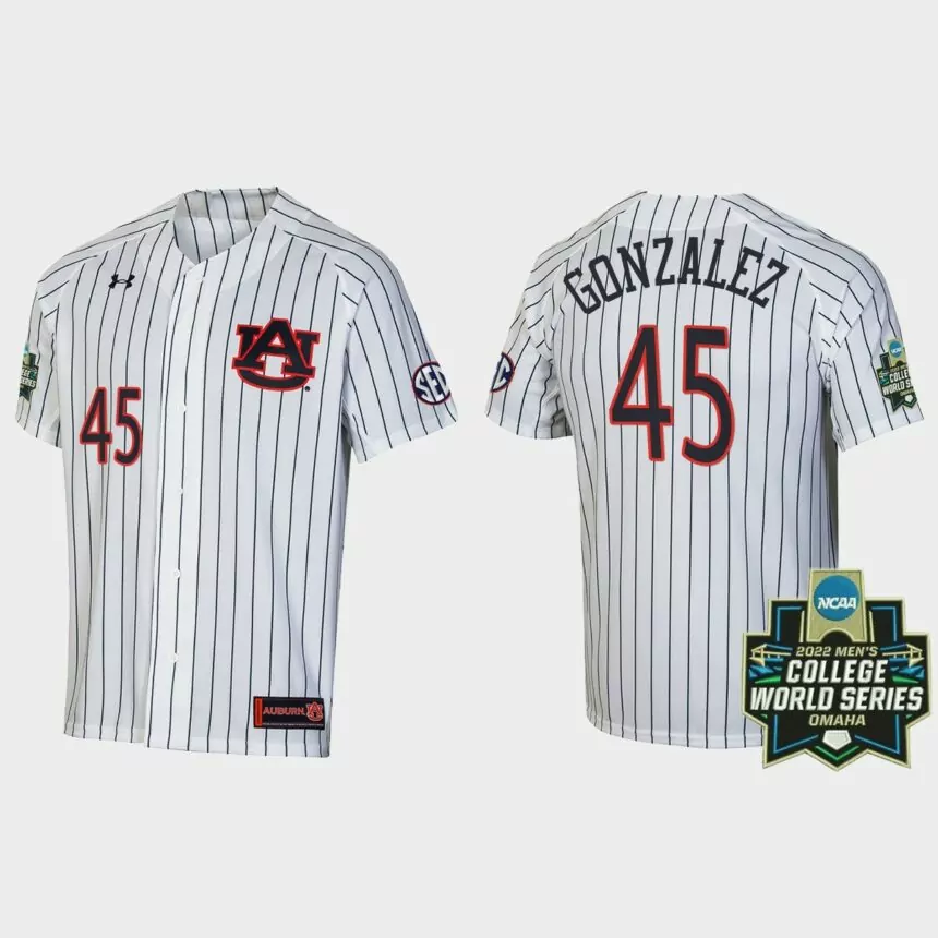 Joseph Gonzalez Auburn Tigers 2022 World Series Stripes Jersey – White