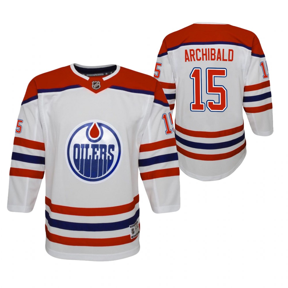 Josh Archibald Edmonton Oilers 2021 Reverse Retro White Youth Jersey Replica