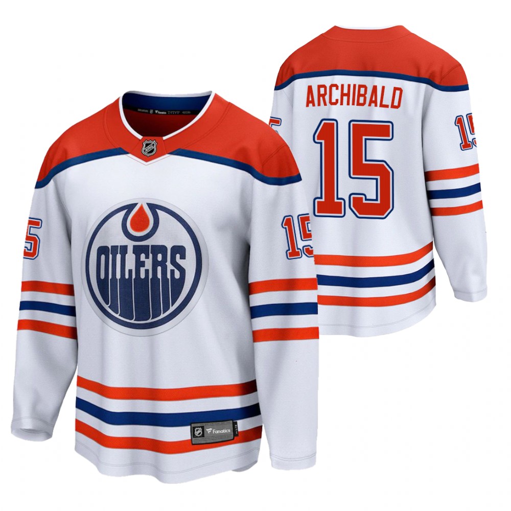 Josh Archibald Oilers 2021 Reverse Retro White Jersey Special Edition
