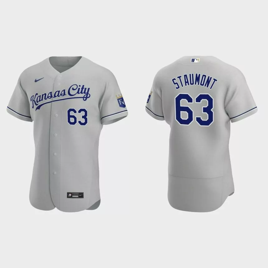 Josh Staumont #63 Kansas City Royals Authentic Road Jersey – Gray