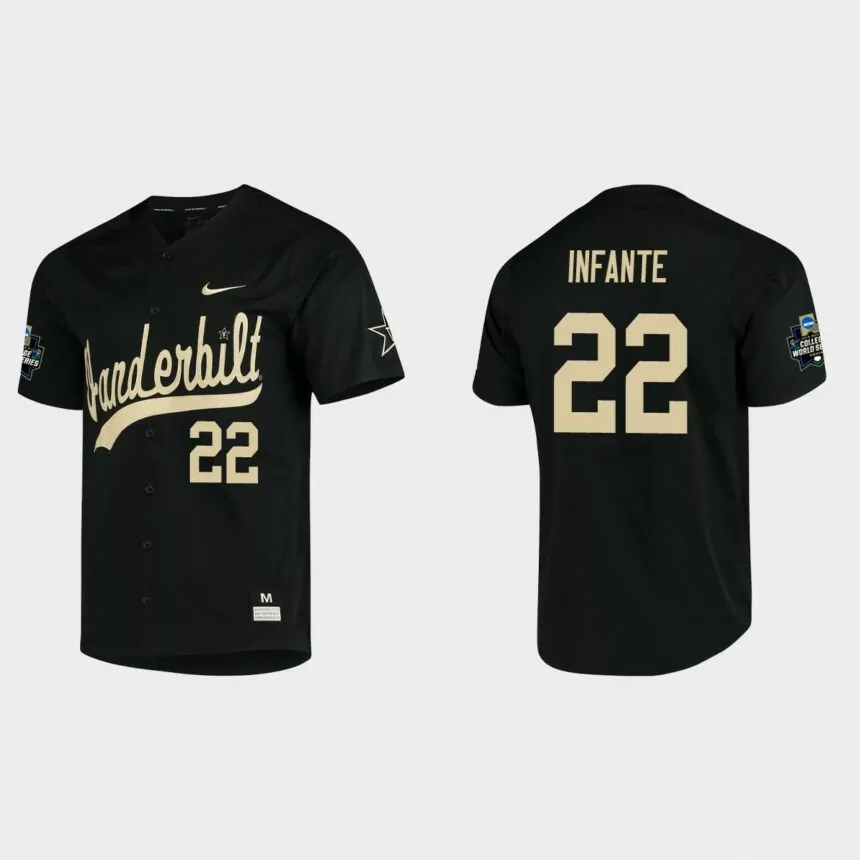 Julian Infante Vanderbilt Commodores College World Series Baseball Jersey – Black