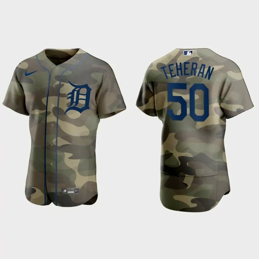 Julio Teheran Detroit Tigers 2021 National Armed Forces Day Authentic Jersey – Camo