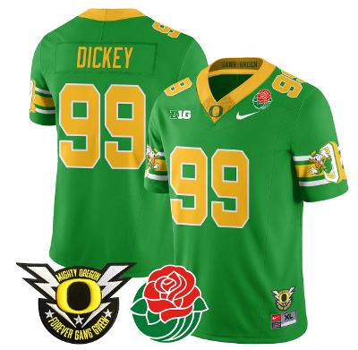 Jurrion Dickey Jersey #99 Oregon Ducks 2024 Rose Bowl Patch Football Green