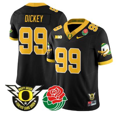 Jurrion Dickey Jersey #99 Oregon Ducks 2024 Rose Bowl Patch N1 Football Black