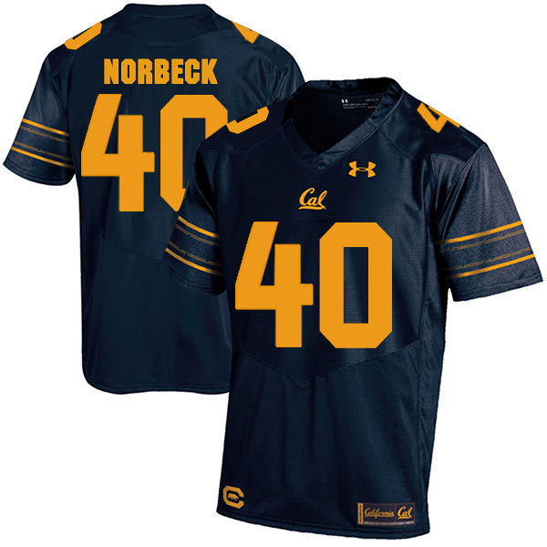Justin Norbeck California Golden Bears Men's Jersey - #40 NCAA Navy Blue Stitched Authentic