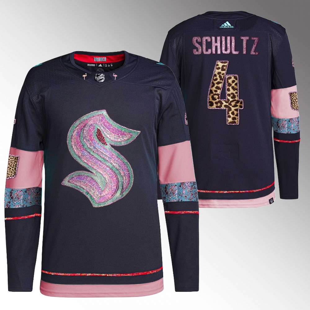 Justin Schultz Kraken MGK Leopard Print Jersey Navy Diamond Limited