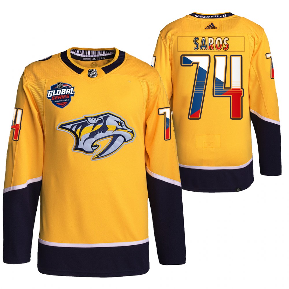 Juuse Saros Nashville Predators Gold 2022 NHL Global Series Czech Republic Challenge Jersey