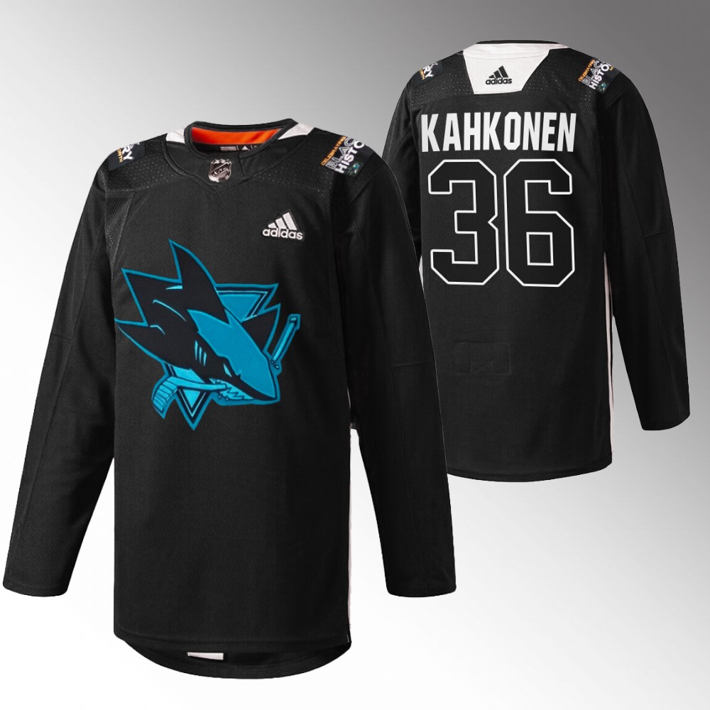 Kaapo Kahkonen Sharks Black History Month Jersey Black Warmup
