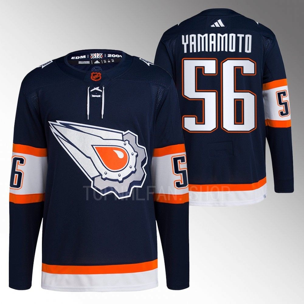 Kailer Yamamoto 2022 Edmonton Oilers Navy Reverse Retro 2.0 Authentic Primegreen Jersey