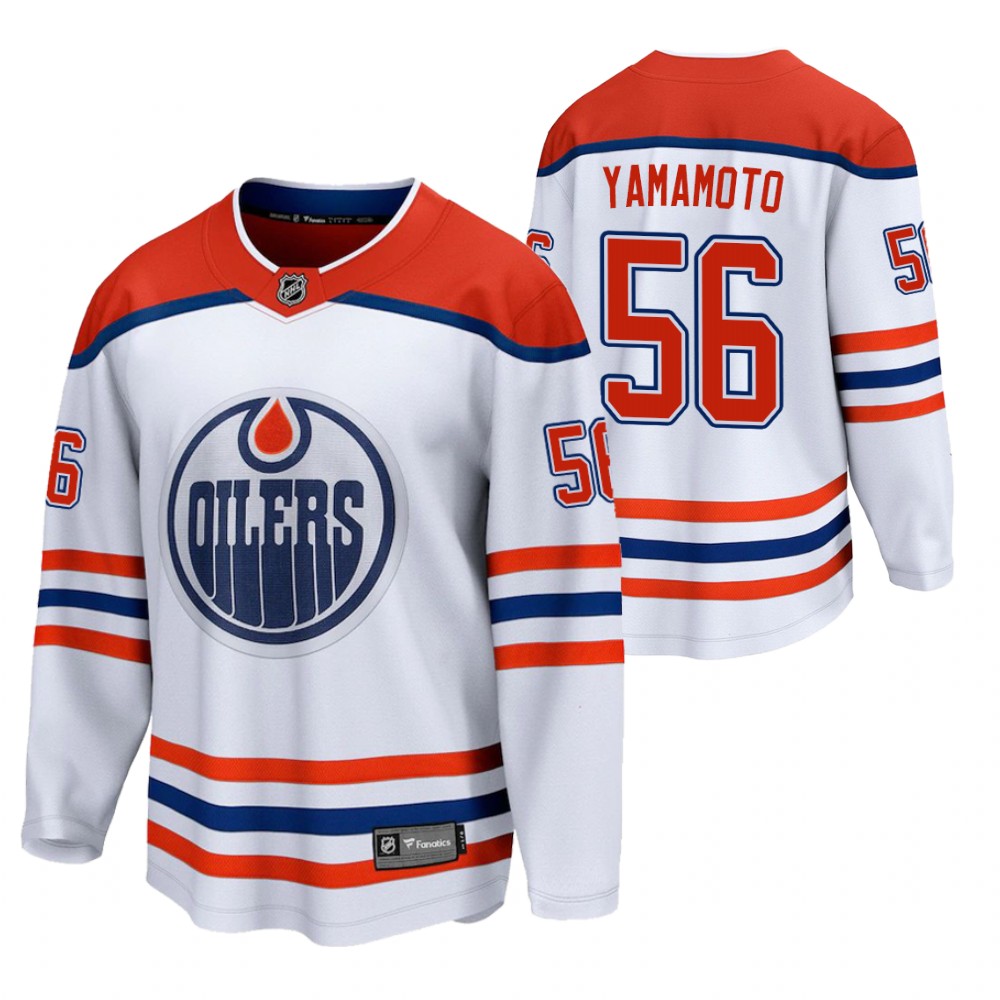 Kailer Yamamoto Oilers 2021 Reverse Retro White Jersey Special Edition
