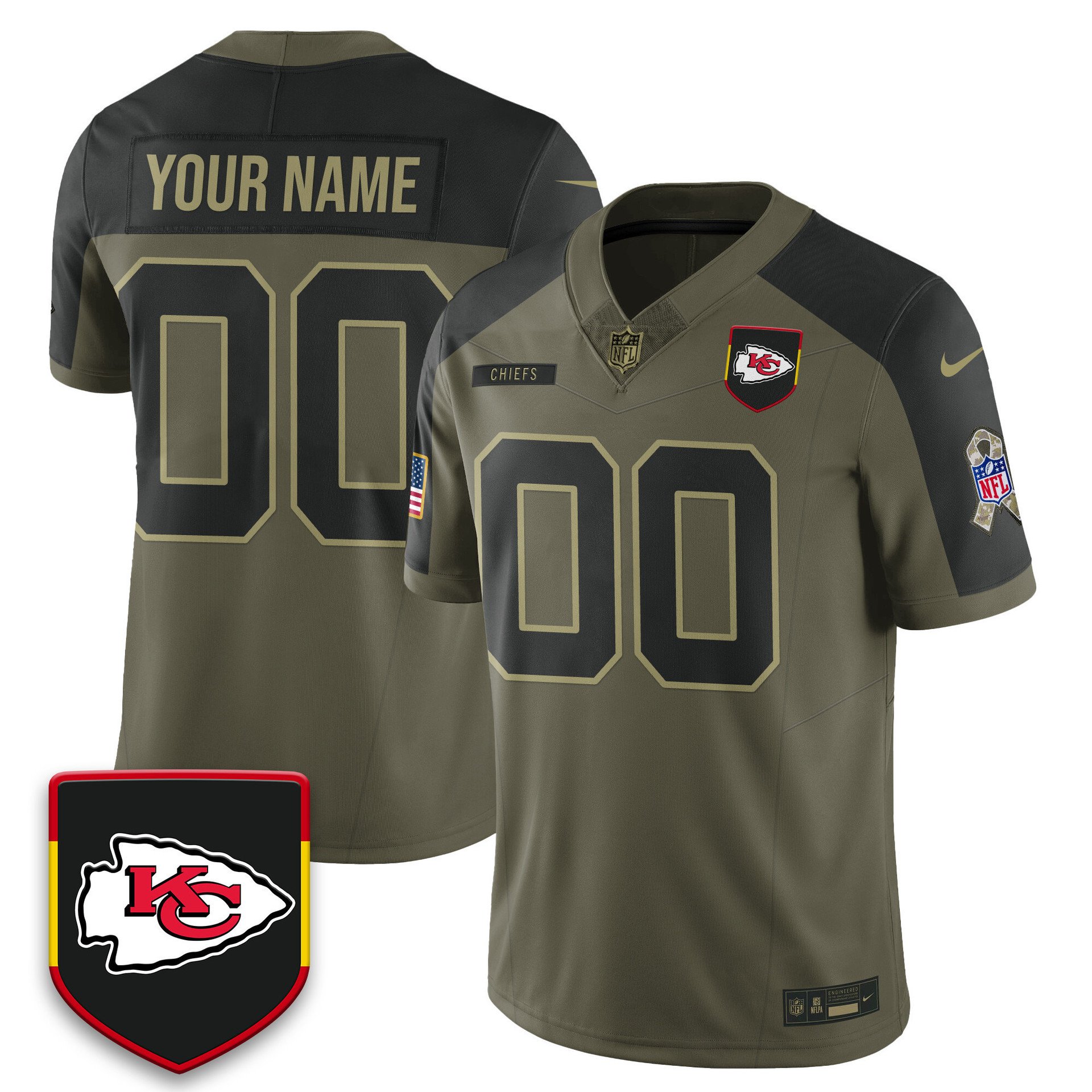 Kansas City Chiefs 2025 Salute to Service Limited Custom Jersey olive