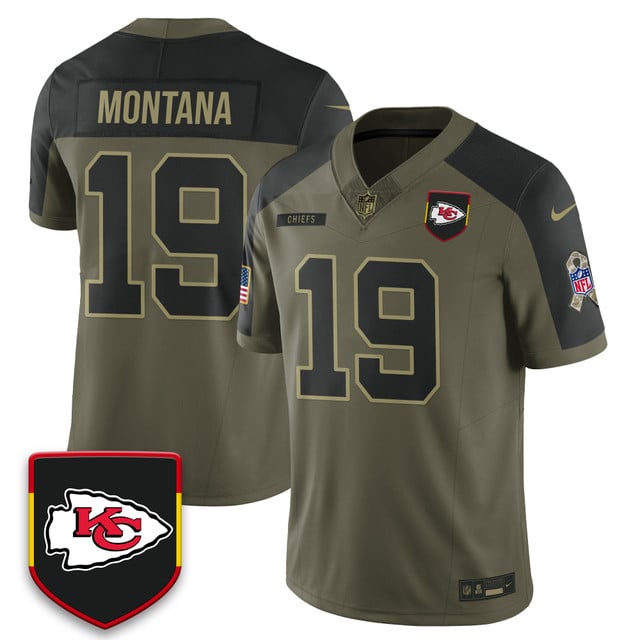 Kansas City Chiefs 2025 Salute to Service Limited Jersey olive #19 Joe Montana