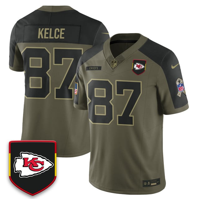 Kansas City Chiefs 2025 Salute to Service Limited Jersey olive #87 Travis Kelce