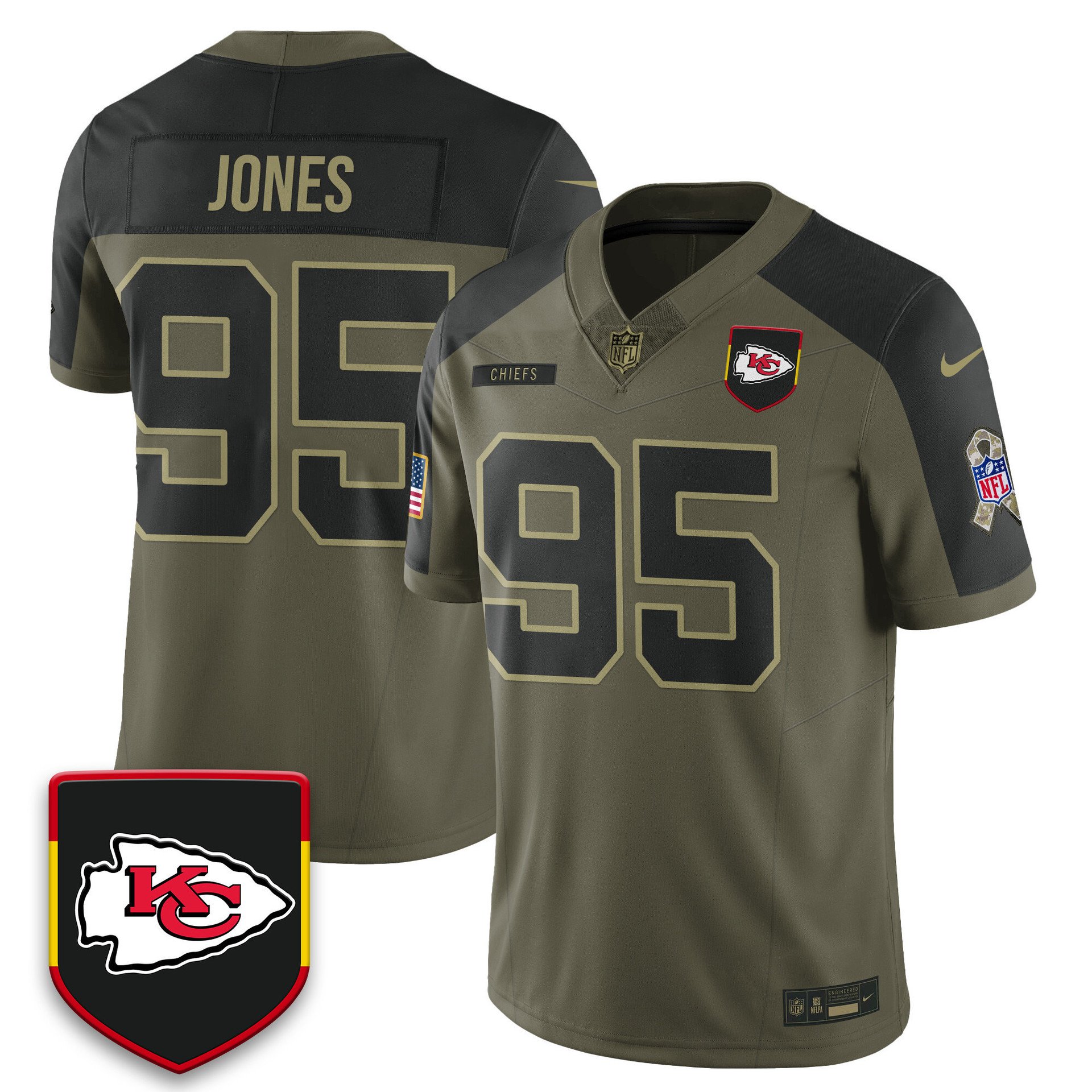 Kansas City Chiefs 2025 Salute to Service Limited Jersey olive #95 Chris Jones
