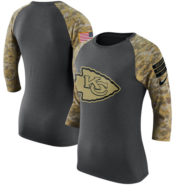 Kansas City Chiefs Anthracite Salute to Service Women's Short Sleeve T-Shirt