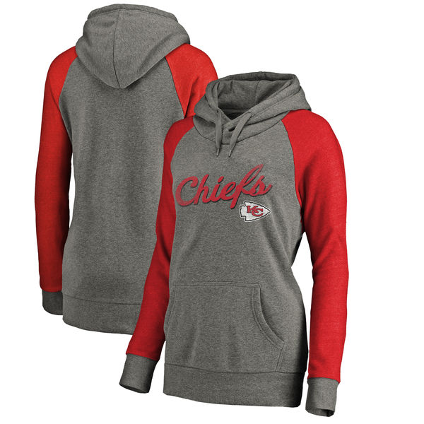 Kansas City Chiefs NFL Pro Line By Fanatics Branded Women's Timeless Collection Rising Script Plus Size Tri-Blend Hoodie Ash