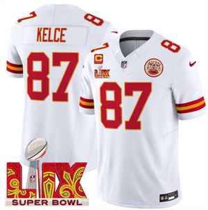 Kansas City Chiefs Super Bowl LIX Patch Vapor Limited   Jersey - All Stitched    Travis Kelce 87