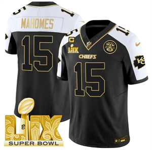Kansas City Chiefs Super Bowl LIX Patch Vapor Limited   Jersey - All Stitched  Alternate Patrick Mahomes 15
