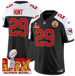Kansas City Chiefs Super Bowl LIX Patch Vapor Limited   Jersey - All Stitched  Black Alternate Kareem Hunt 29