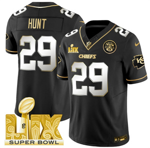 Kansas City Chiefs Super Bowl LIX Patch Vapor Limited   Jersey - All Stitched  Black Limited Kareem Hunt 29