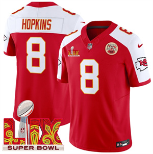 Kansas City Chiefs Super Bowl LIX Patch Vapor Limited   Jersey - All Stitched  Red Alternate DeAndre Hopkins 8