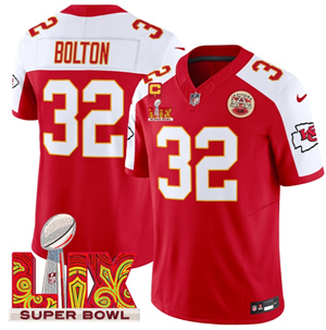 Kansas City Chiefs Super Bowl LIX Patch Vapor Limited   Jersey - All Stitched  Red Alternate Nick Bolton 32
