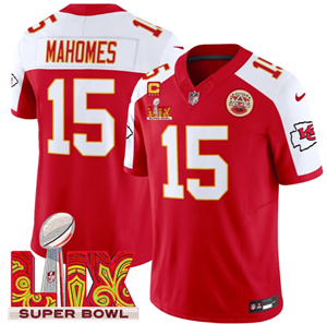 Kansas City Chiefs Super Bowl LIX Patch Vapor Limited   Jersey - All Stitched  Red Alternate Patrick Mahomes 15