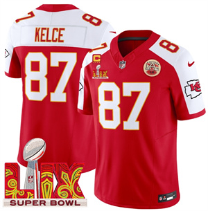 Kansas City Chiefs Super Bowl LIX Patch Vapor Limited   Jersey - All Stitched  Red Alternate Travis Kelce 87