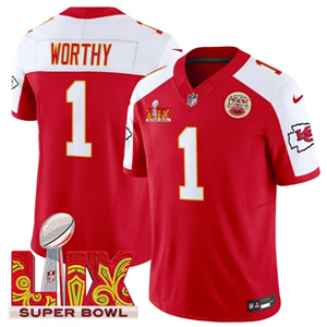 Kansas City Chiefs Super Bowl LIX Patch Vapor Limited   Jersey - All Stitched  Red Alternate Xavier Worthy 1